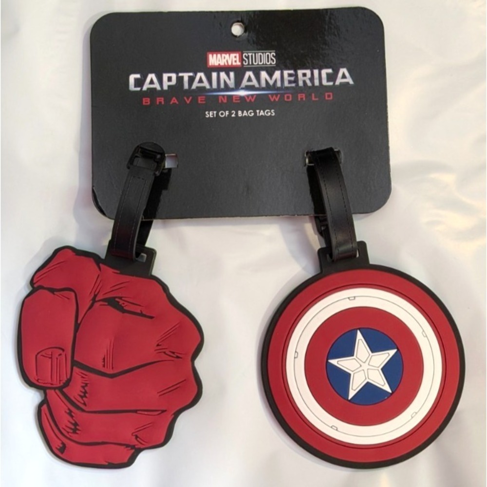 NEW, WITH TAGS Marvel Studios‎ Captain America Set Of 2 Bag Tags Brave New World